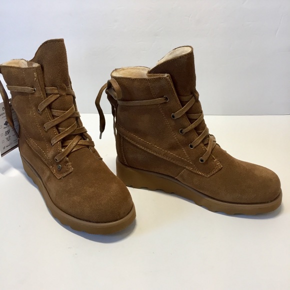 BEARPAW Suede Lace-up Wool Blend Snow wedged boots - Picture 8 of 16